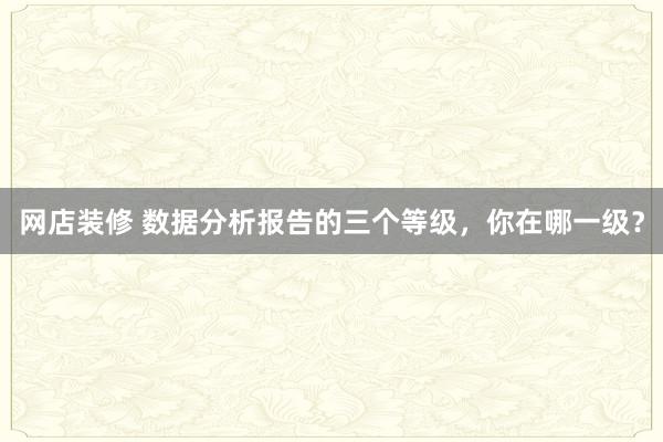 网店装修 数据分析报告的三个等级，你在哪一级？