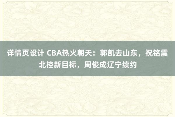 详情页设计 CBA热火朝天：郭凯去山东，祝铭震北控新目标，周俊成辽宁续约