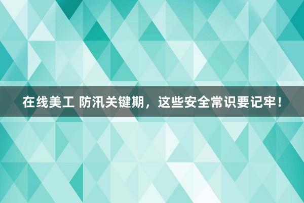 在线美工 防汛关键期，这些安全常识要记牢！