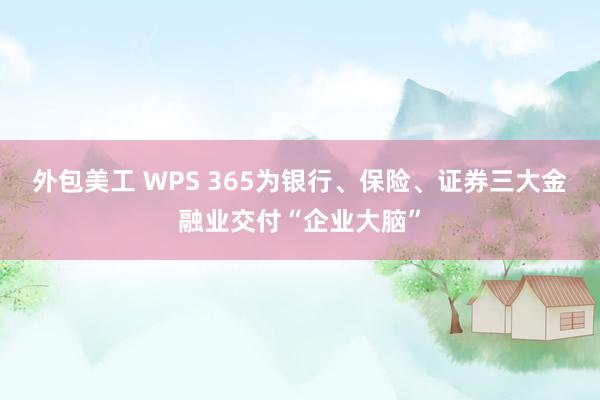 外包美工 WPS 365为银行、保险、证券三大金融业交付“企业大脑”