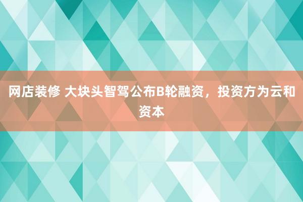 网店装修 大块头智驾公布B轮融资，投资方为云和资本