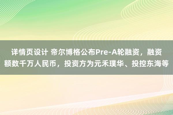 详情页设计 帝尔博格公布Pre-A轮融资，融资额数千万人民币，投资方为元禾璞华、投控东海等