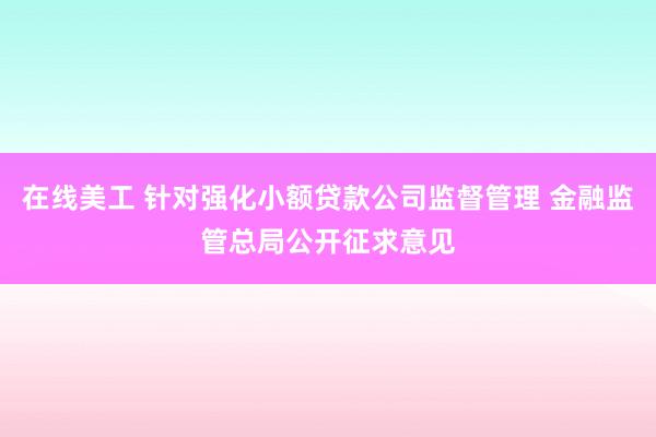 在线美工 针对强化小额贷款公司监督管理 金融监管总局公开征求意见